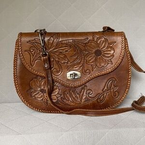 1970's/1980's Hand Tooled Leather Purse - Unlined - "A"